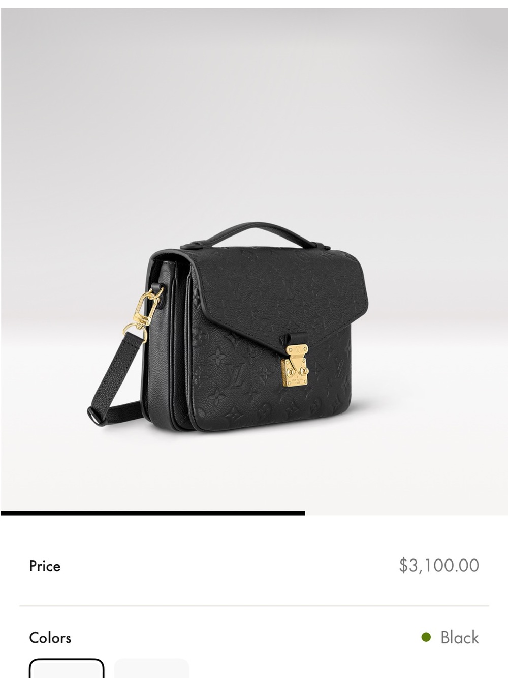 Louis Vuitton Black Embossed Monogram Shoulder Bag with Gold Hardware